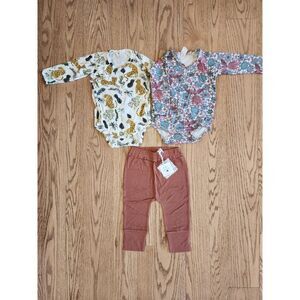 Kate Quinn 18-24M Lot of 3 Firebird Jungle Leopards LS Kimono Body Suits Pants